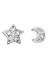 delightful itsy-bitsy star and moon white gold earrings for babies and children